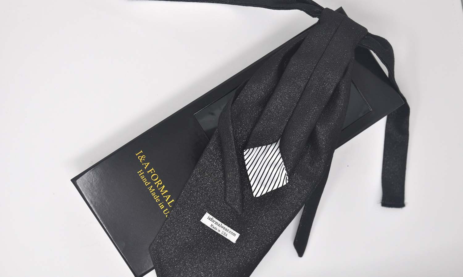 Tie Ascot lavallière / Suit Clutch / Cufflinks Plain Emerald